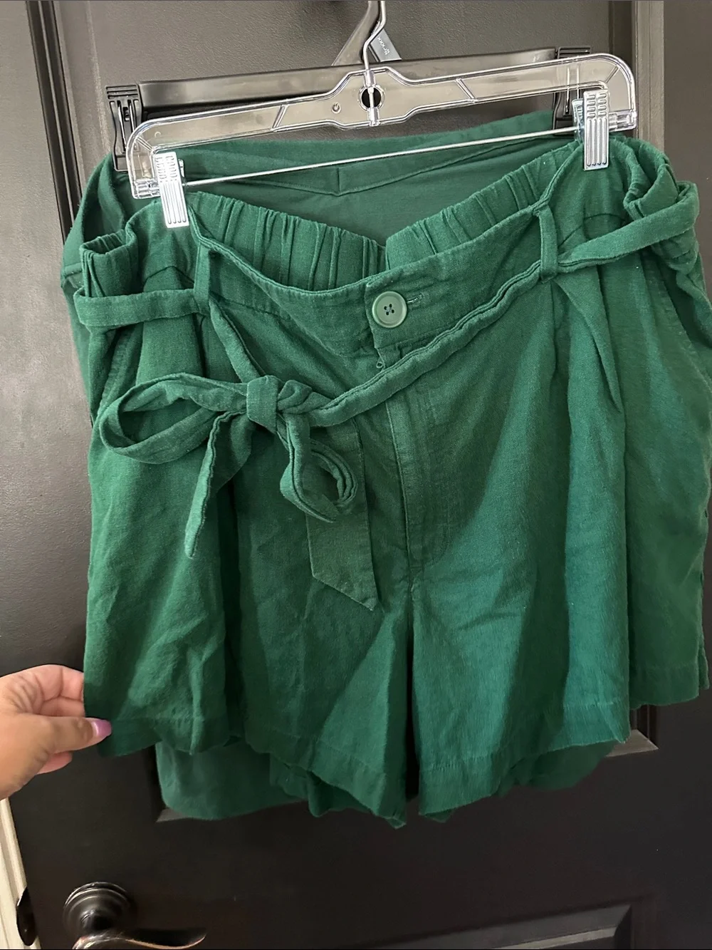 Dark Green Two-Piece Tank and Tie-Waist Shorts Set